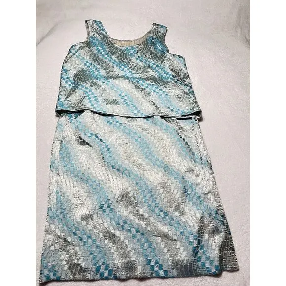 Elite Champagne 3 Piece Suit Metallic Skirt Top Blazer‎ Size 18