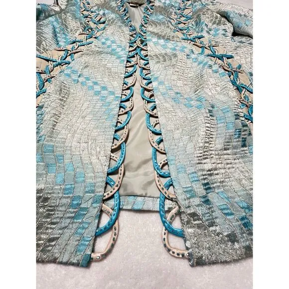 Elite Champagne 3 Piece Suit Metallic Skirt Top Blazer‎ Size 18