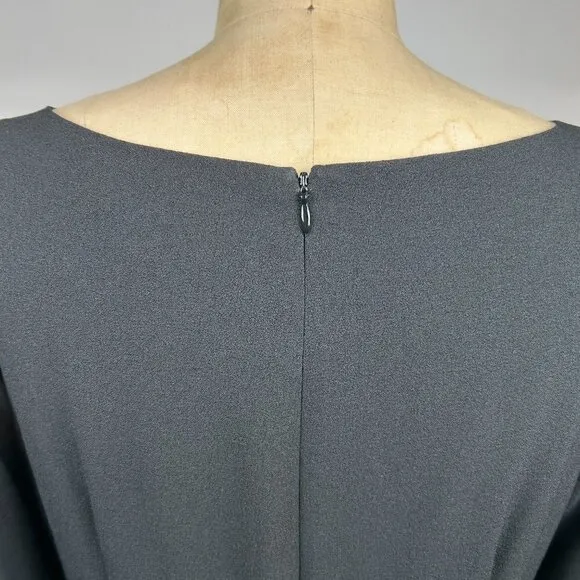 Eliza J Bell Sleeve Black Fit and Flare Pleated Eyelet Detail Dress Size 10