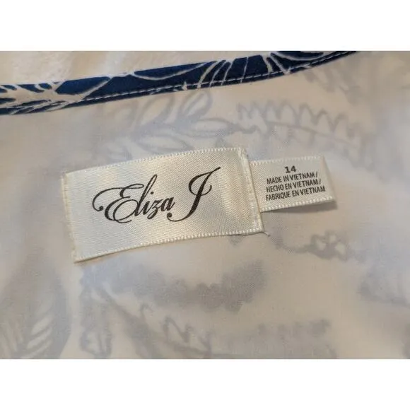 Eliza J. Blue White Floral Printed Cold Shoulder Elastic Waist Comfy Sundress 14
