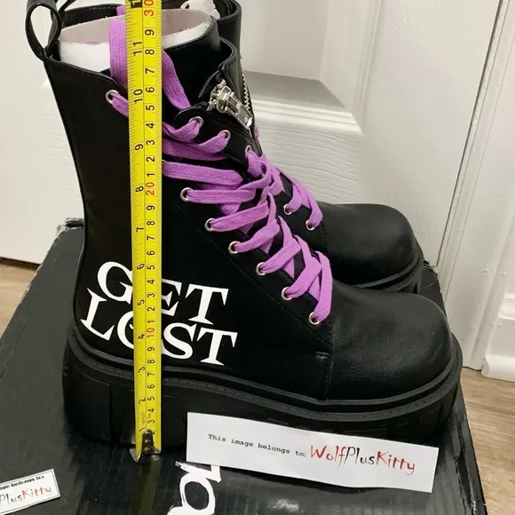 Emily the Strange Get Lost Combat Boots 8M - NEW