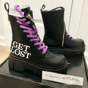 Emily the Strange Get Lost Combat Boots 8M - NEW