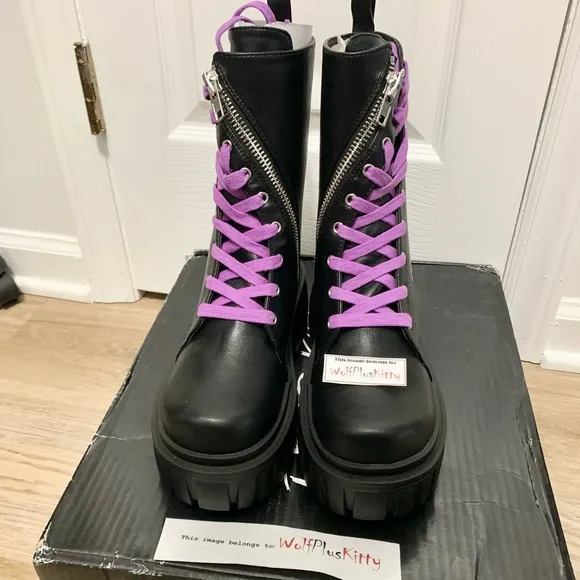 Emily the Strange Get Lost Combat Boots 8M - NEW