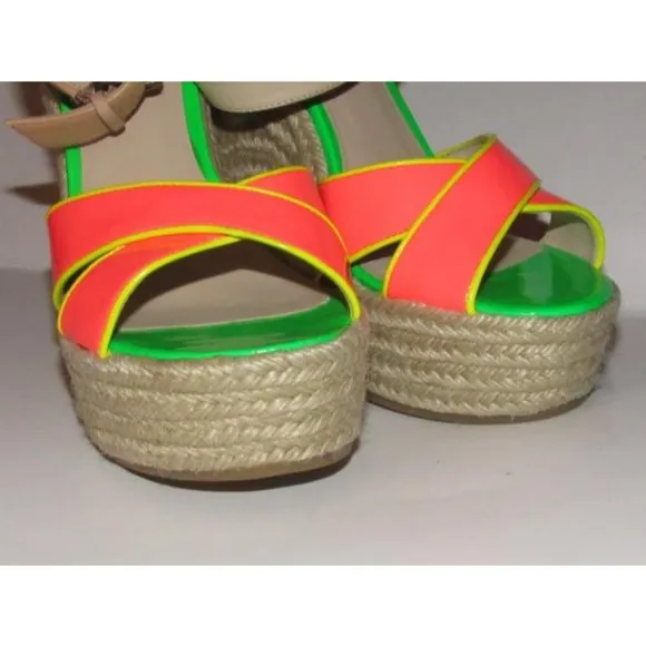 Enzo Angiolini Pink Yellow Green and Taupe Leather