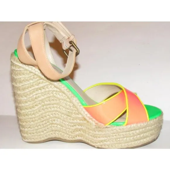 Enzo Angiolini Pink Yellow Green and Taupe Leather