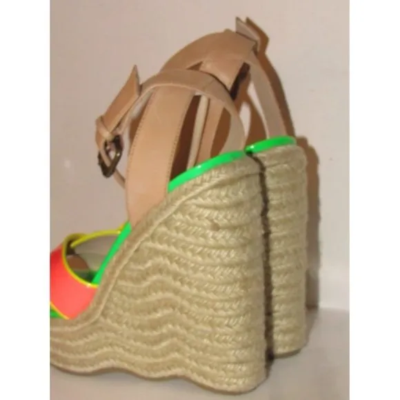 Enzo Angiolini Pink Yellow Green and Taupe Leather