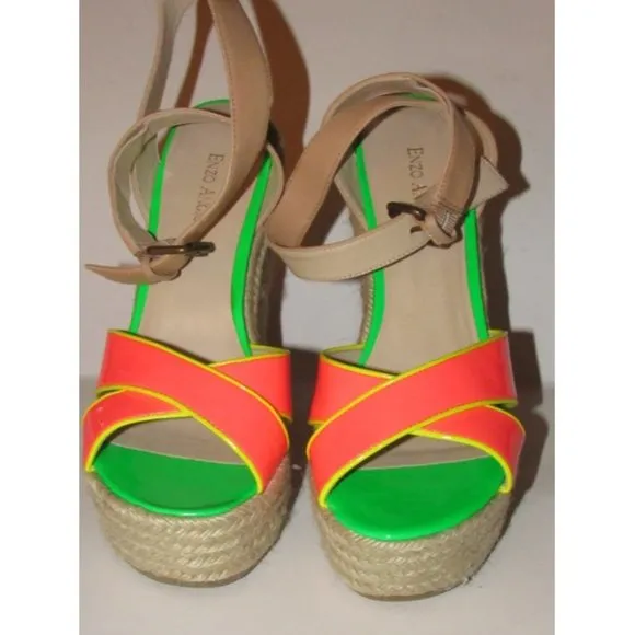 Enzo Angiolini Pink Yellow Green and Taupe Leather
