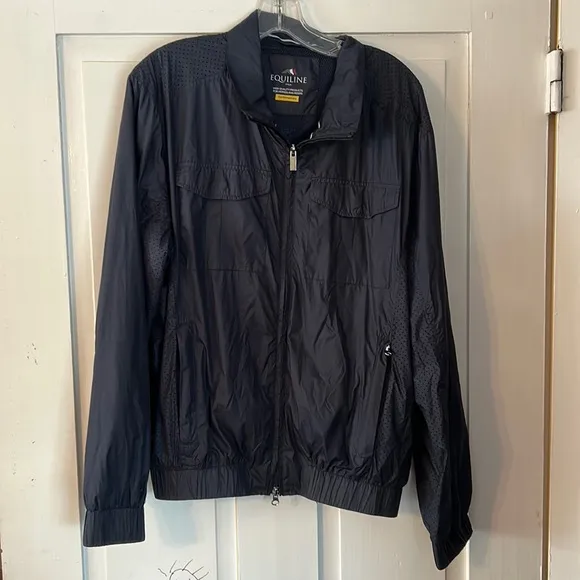 Equiline Men’s contemporary navy blue zip front Jacket equestrian Made in Italy
