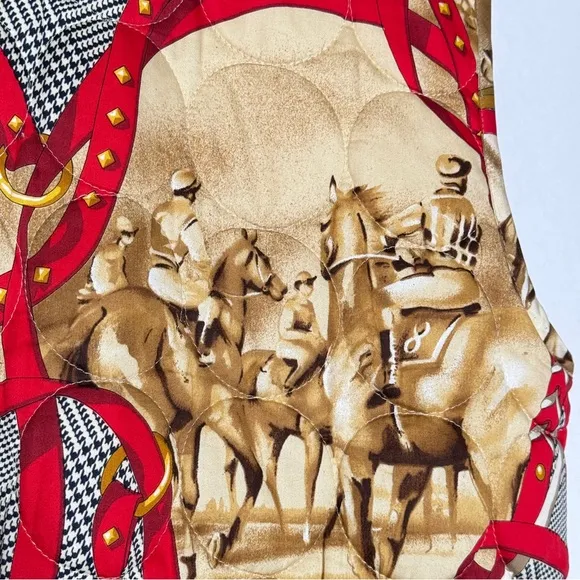 Escada Sport Equestrian Quilted Vest Red Polo Horse Vintage Jockey SZ Medium