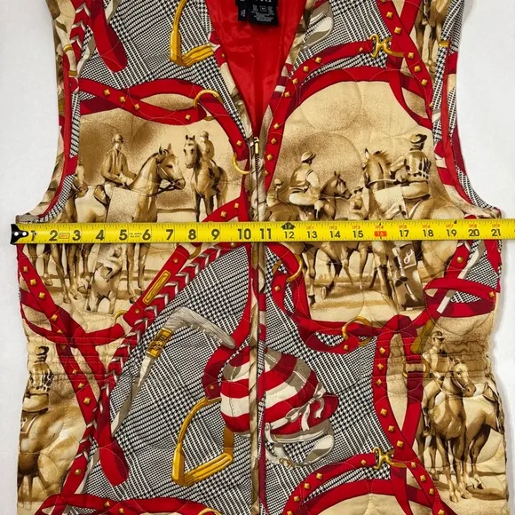 Escada Sport Equestrian Quilted Vest Red Polo Horse Vintage Jockey SZ Medium