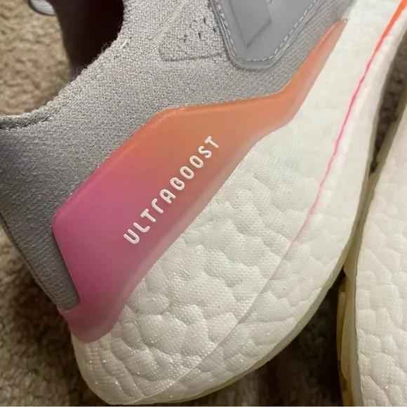 EUC Adidas Ultraboost 21 Shoes Grey Two /Grey Two /Screaming Orange FY0397