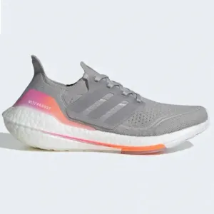 EUC Adidas Ultraboost 21 Shoes Grey Two /Grey Two /Screaming Orange FY0397