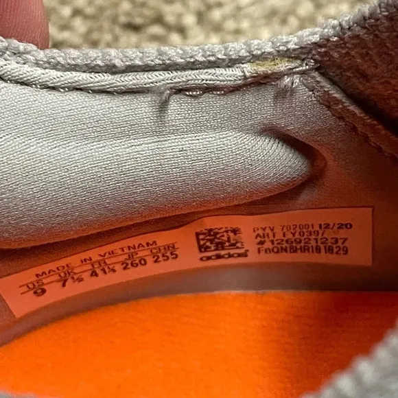 EUC Adidas Ultraboost 21 Shoes Grey Two /Grey Two /Screaming Orange FY0397
