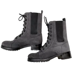 EUC Tory Burch Gray Broome Suede Leather Lace Up Combat Boots size 7.5