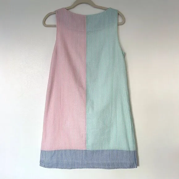 EUC Vineyard Vines x Kentucky Derby Seersucker Shift Dress Size 4 Pastel Stripe