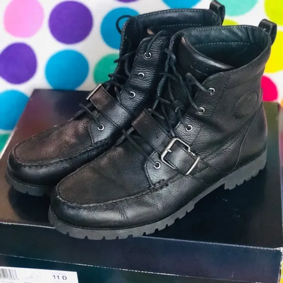 Everything Must Go! Authentic Leather Black Polo by Ralph Lauren Boots