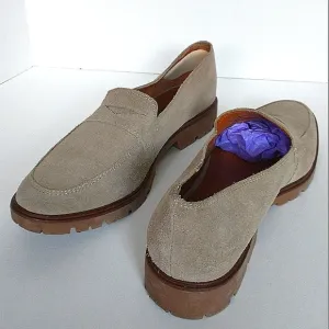 Excellent Used Lucky Brand Tomber Genuine Suede Lug Sole Slip-On Penny Loafers 9