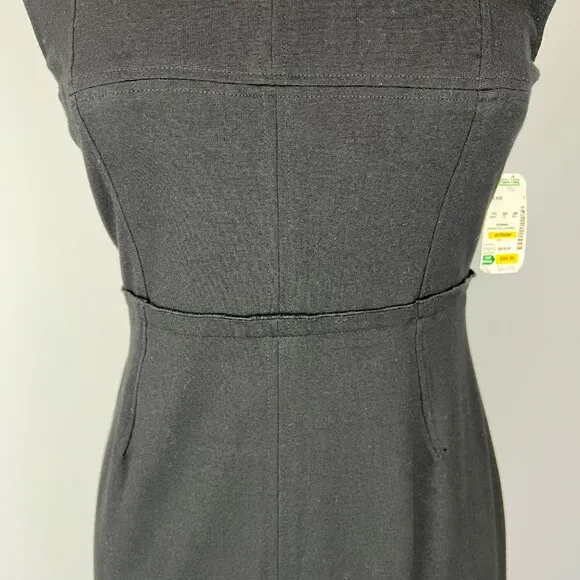 Exposite by Magaschoni Womens Black Cap Sleeve Sheath Dress Boat Neck size 8