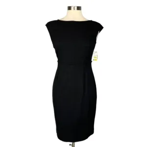 Exposite by Magaschoni Womens Black Cap Sleeve Sheath Dress Boat Neck size 8