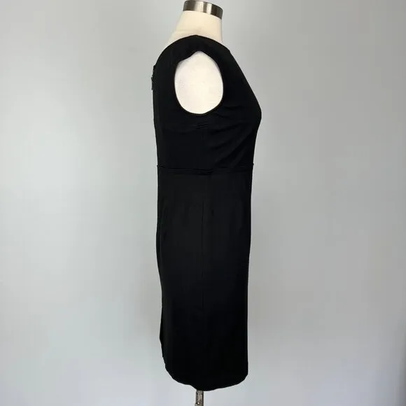 Exposite by Magaschoni Womens Black Cap Sleeve Sheath Dress Boat Neck size 8