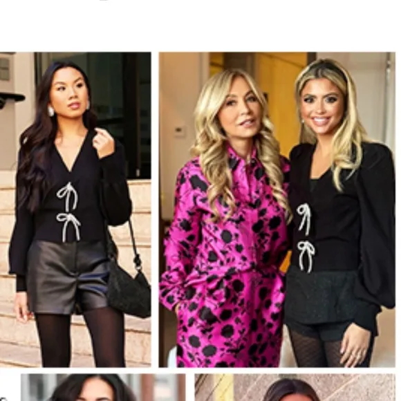 Express -viral ✨Holidays✨black embellished rhinestone bow front sweater cardigan