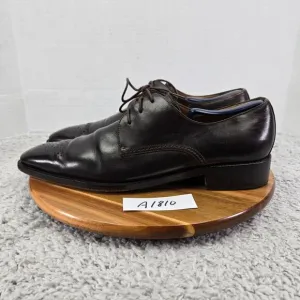 Faconnable Brown Leather Medallion Business Derby Oxford Dress Shoe Mens 45 6627