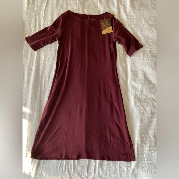 Fair Indigo Elbow Sleeve Boat Neck Dress
