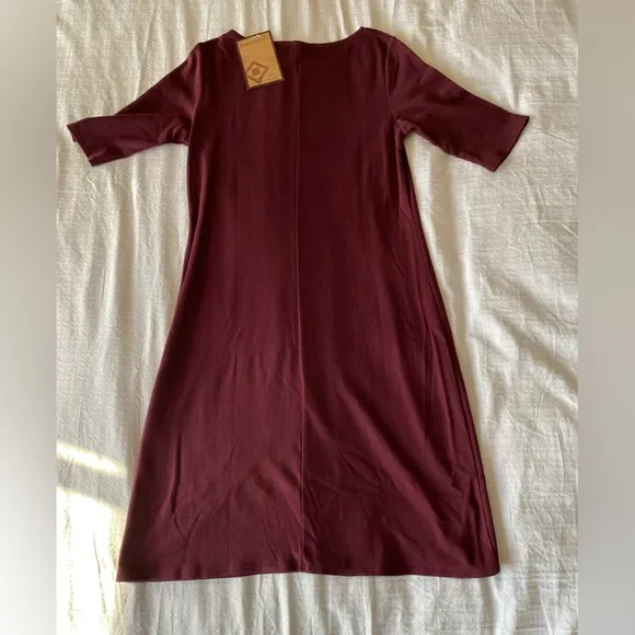 Fair Indigo Elbow Sleeve Boat Neck Dress