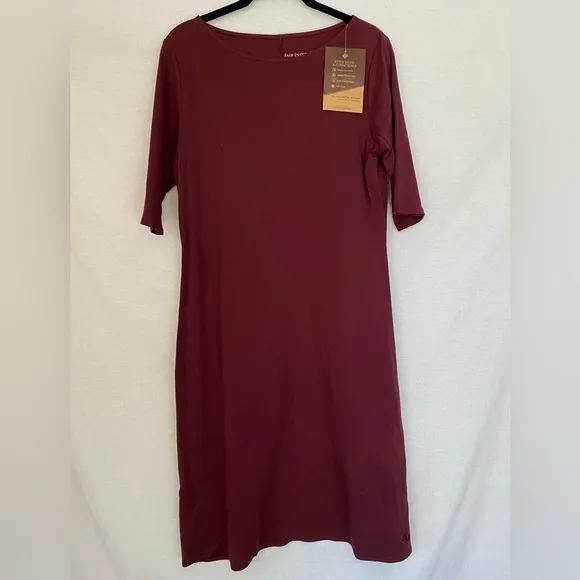 Fair Indigo Elbow Sleeve Boat Neck Dress