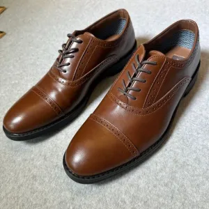 Fairlane &amp; Sons Men's Feawin Flex Oxford Shoes Size 10.5  BrownLeather‎ NWOB
