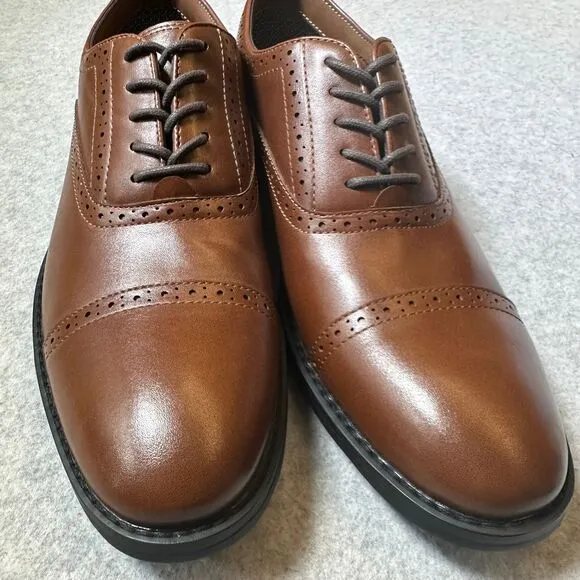 Fairlane &amp; Sons Men's Feawin Flex Oxford Shoes Size 10.5  BrownLeather‎ NWOB