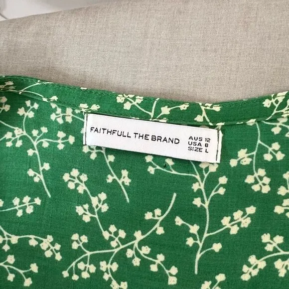 Faithfull the Brand Carmel Dress Violette Print Green size  8