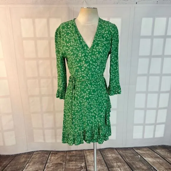 Faithfull the Brand Carmel Dress Violette Print Green size  8