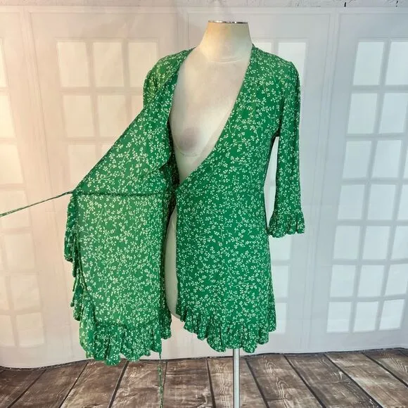 Faithfull the Brand Carmel Dress Violette Print Green size  8