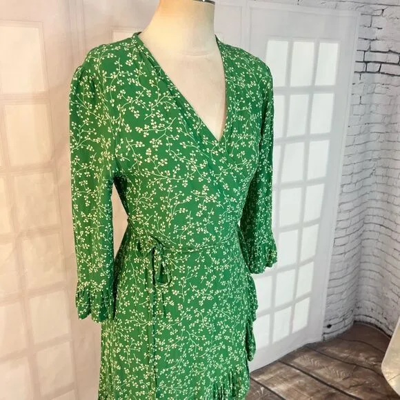 Faithfull the Brand Carmel Dress Violette Print Green size  8