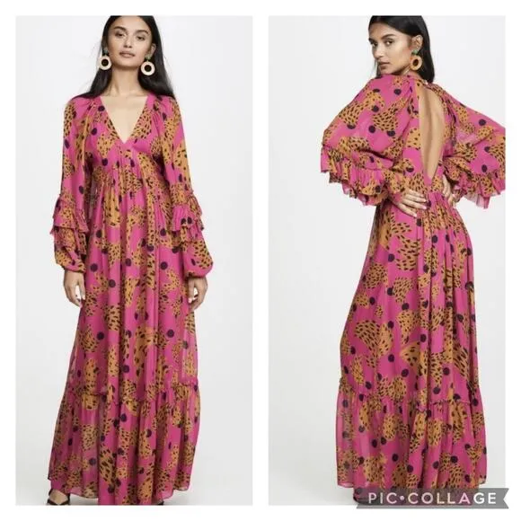 Farm Rio Pink Banana Maxi Dress In Bananica Pink Size Small
