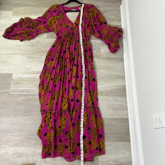 Farm Rio Pink Banana Maxi Dress In Bananica Pink Size Small