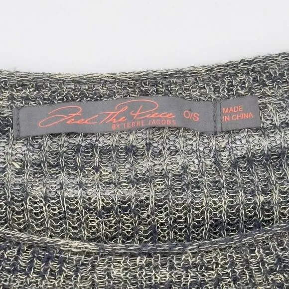 Feel The Piece Terre Jacobs Open Knit Sweater O/S Gray Linen Blend Boho