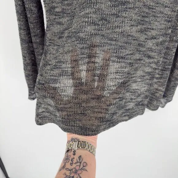 Feel The Piece Terre Jacobs Open Knit Sweater O/S Gray Linen Blend Boho