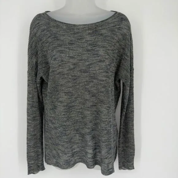 Feel The Piece Terre Jacobs Open Knit Sweater O/S Gray Linen Blend Boho