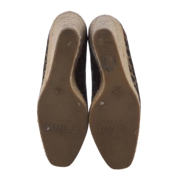 Fendi 4 inch animal print wedges