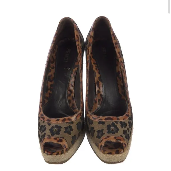 Fendi 4 inch animal print wedges