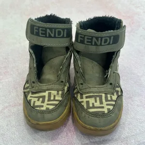 Fendi classic logo toddler kids high top shoes Velcro closure