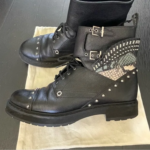 Fendi “Monsters Eye” Leather Studded Combat Boots