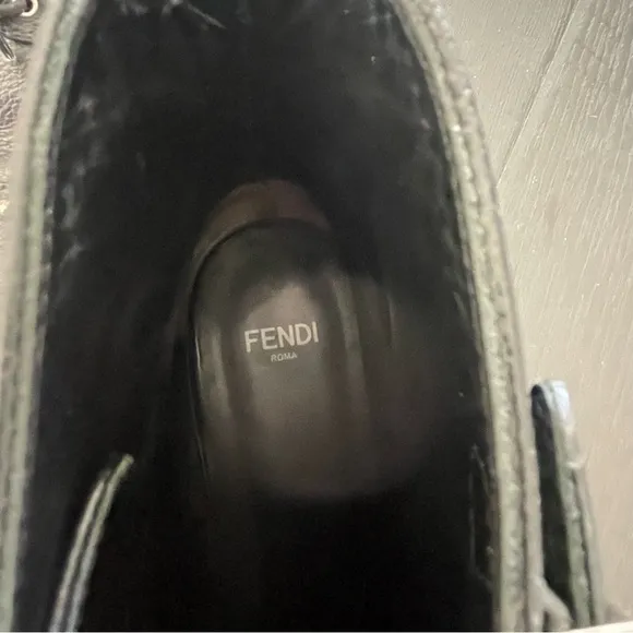Fendi “Monsters Eye” Leather Studded Combat Boots