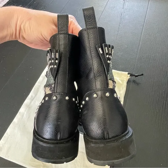 Fendi “Monsters Eye” Leather Studded Combat Boots