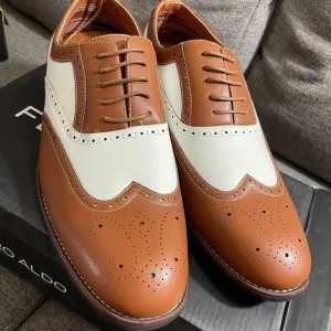 Ferro Aldo Arthur Mens Wingtip Two Tone Oxford Brown and White Shoes 13