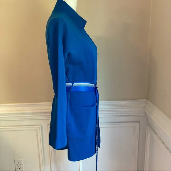FILA D-ANTIDOTE Wool Blue Cardigan Soft Knit Blazer Seoul London Belt