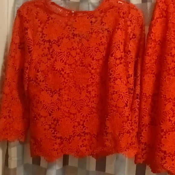 FINAL PRICE NWOT DONCASTER COLLECTION burnt orange 2-pc crocheted laced suit