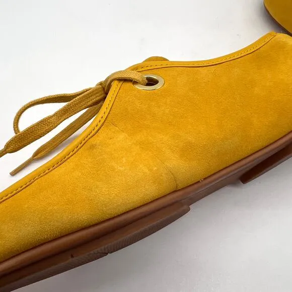 FITFLOP Delfine Fit Flop Suede Lace Up Loafer Womens 7.5 Yellow Derby Oxford